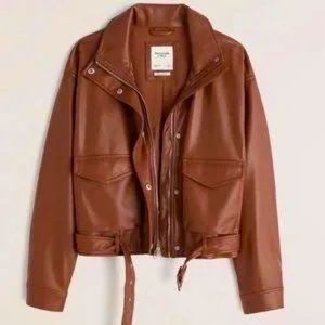 Abercrombie & Fitch Faux Leather Utility Bomber Jacket